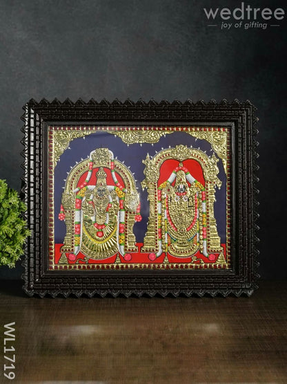 Tanjore Painting Tirupathi Balaji with Padmavathi Thayar - Direct Leaf - 15x12