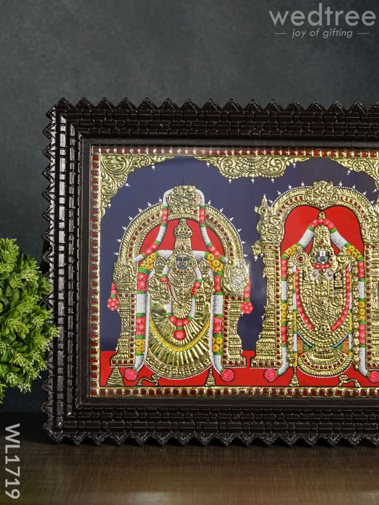 Tanjore Painting Tirupathi Balaji with Padmavathi Thayar - Direct Leaf - 15x12