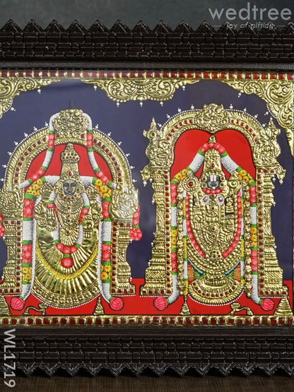 Tanjore Painting Tirupathi Balaji with Padmavathi Thayar - Direct Leaf - 15x12