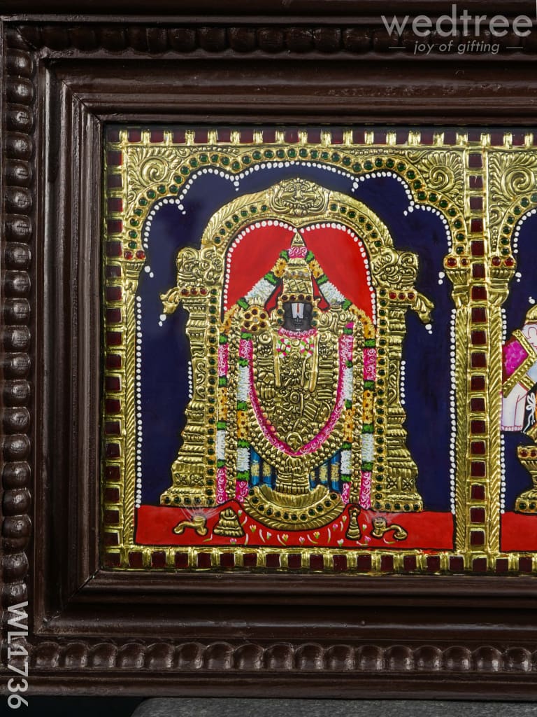 Tanjore Painting - Venkateswara, Lakshmi, Ganesha, Saraswathi, Murugan - Flat (Gold foil) - 9x39 (5 in 1)