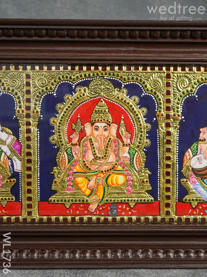 Tanjore Painting - Venkateswara, Lakshmi, Ganesha, Saraswathi, Murugan - Flat (Gold foil) - 9x39 (5 in 1)