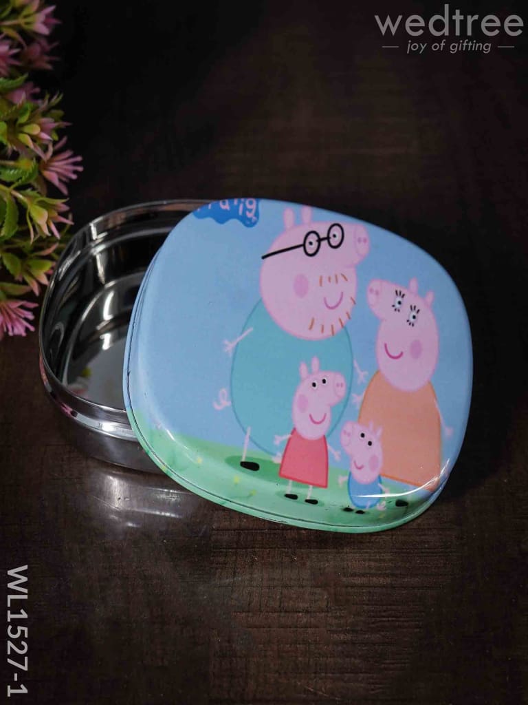 Tiffin Box with Cartoon Engraved - (4.5in X 1in)