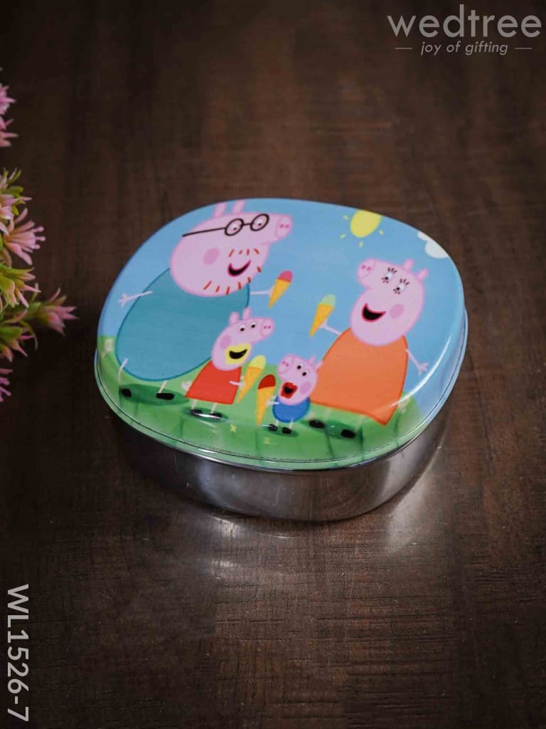 Tiffin Box with Cartoon Engraved - (5in X 1.5in)