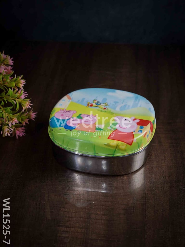 Tiffin Box with Cartoon Engraved - (6in X 2in)