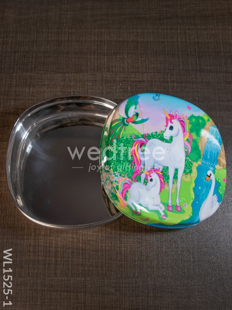 Tiffin Box with Cartoon Engraved - (6in X 2in)