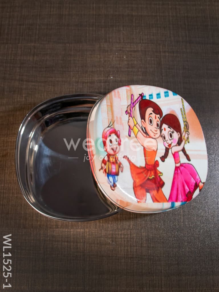 Tiffin Box with Cartoon Engraved - (6in X 2in)