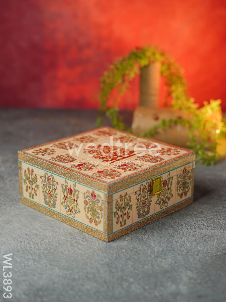 Tree & Peacock Dry Fruit Box with 4 Partitions