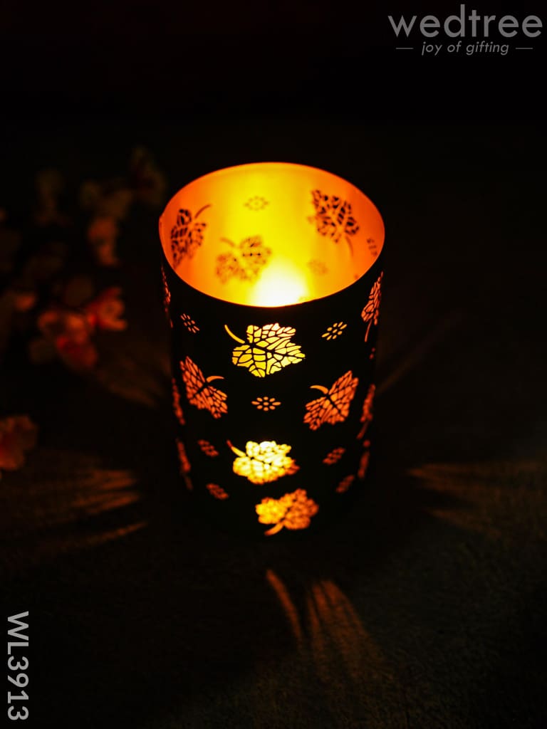 Votive with Leaf Design