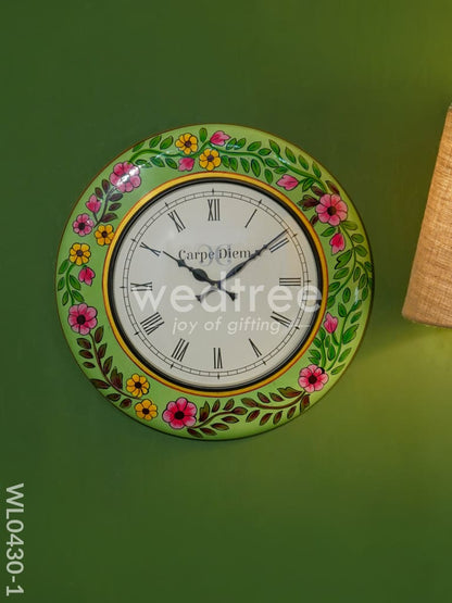 Wall Clock - Hand Painted Floral Design (18 inch)