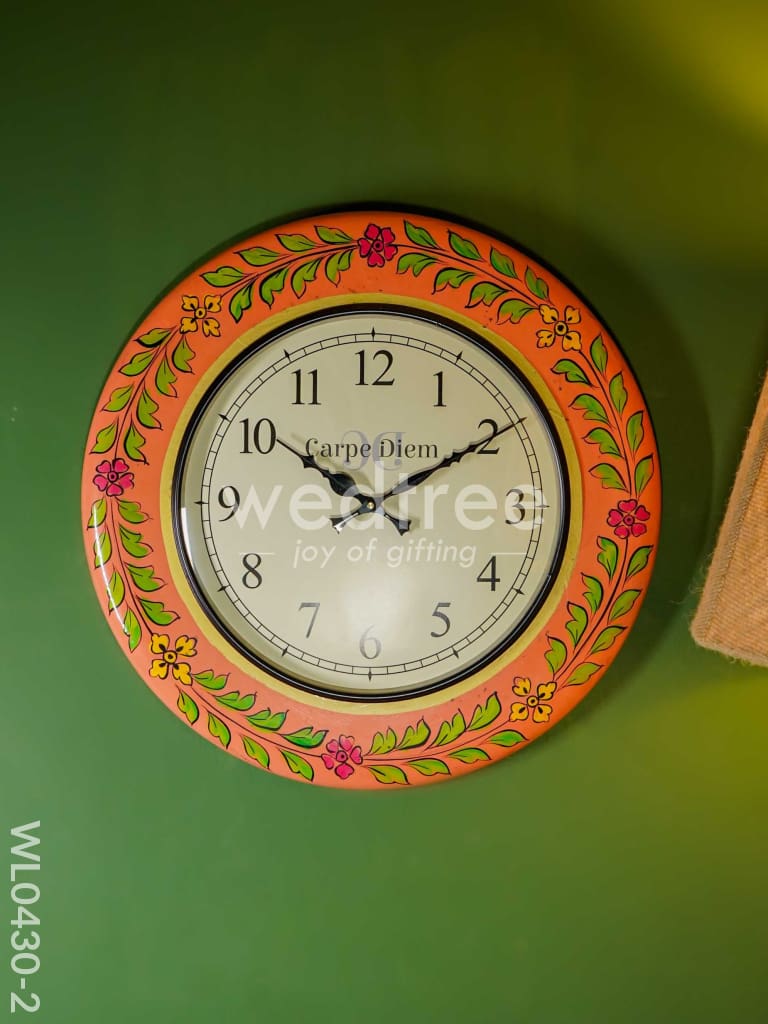 Wall Clock - Hand Painted Floral Design (18 inch)