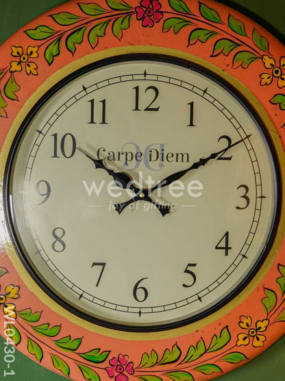 Wall Clock - Hand Painted Floral Design (18 inch)