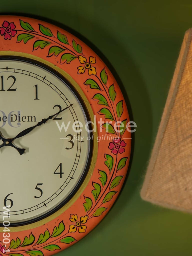 Wall Clock - Hand Painted Floral Design (18 inch)