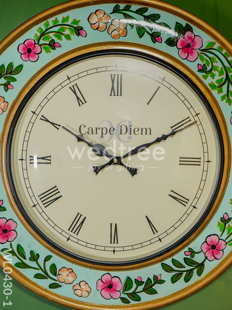 Wall Clock - Hand Painted Floral Design (18 inch)