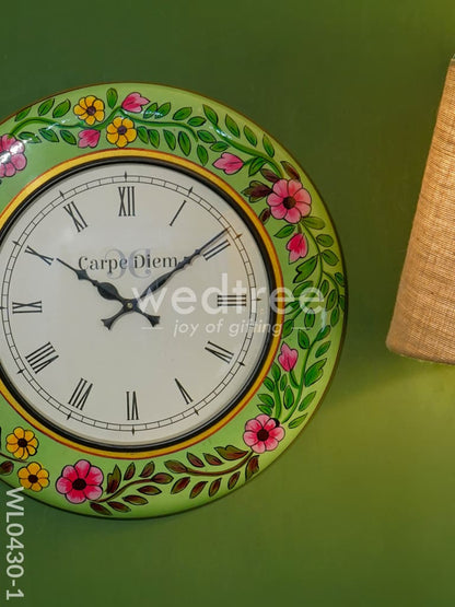 Wall Clock - Hand Painted Floral Design (18 inch)