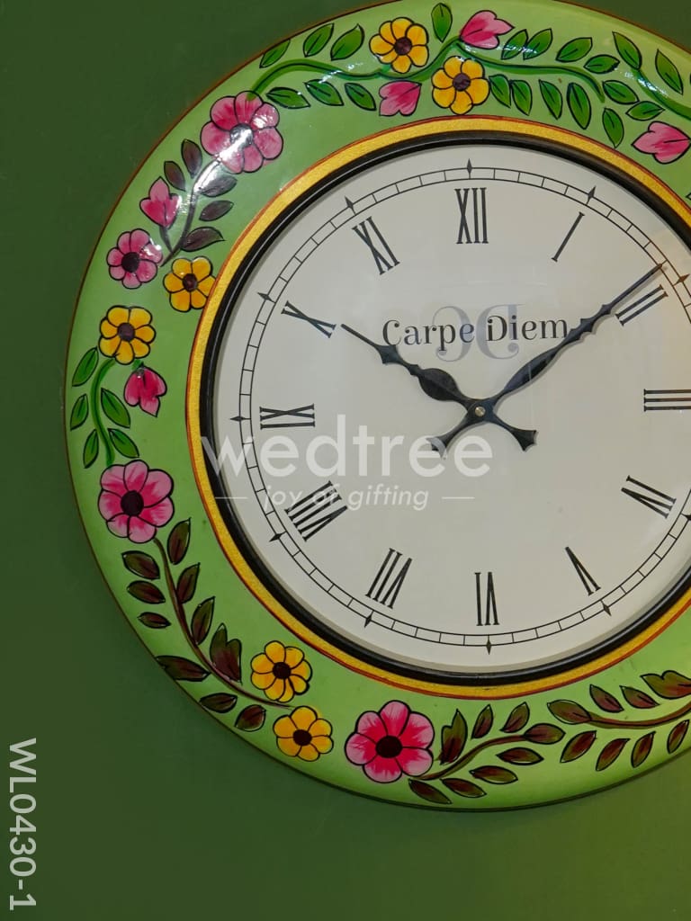 Wall Clock - Hand Painted Floral Design (18 inch)