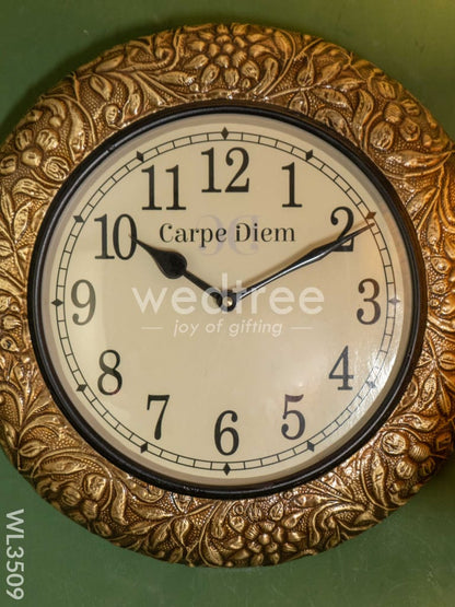 Wall clocks - Embossed brass with Floral Design (12 inch)