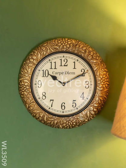 Wall clocks - Embossed brass with Floral Design (12 inch)