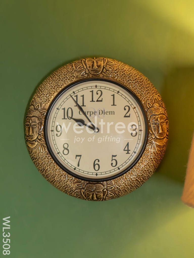 Wall Clocks - Embossed Brass with Tribe Design (12 inch)