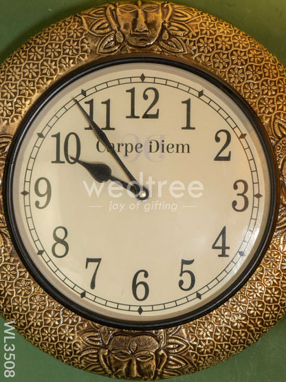 Wall Clocks - Embossed Brass with Tribe Design (12 inch)