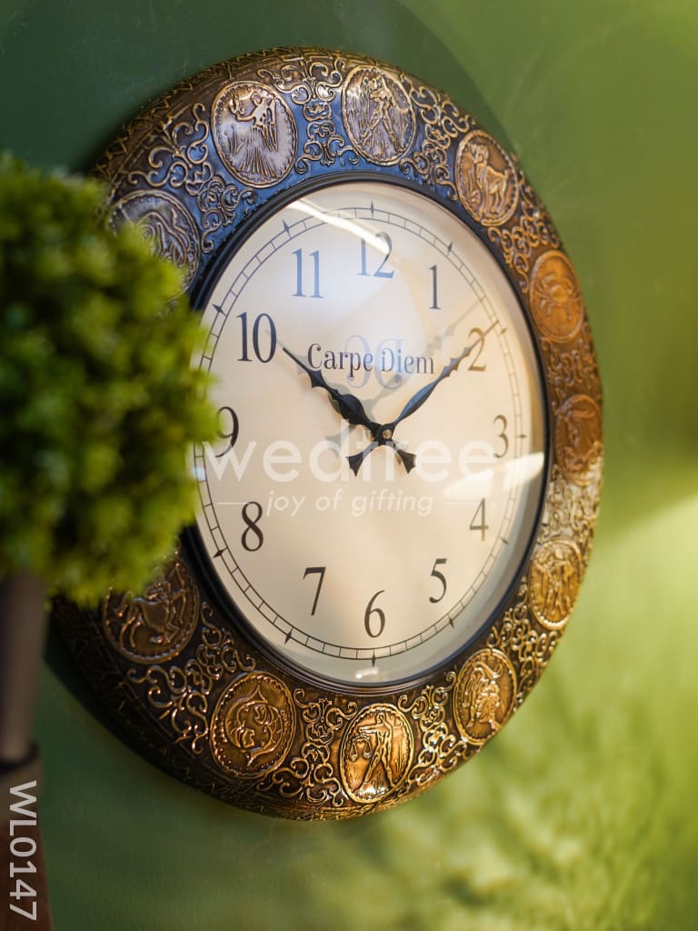 Wall clocks -Embossed brass with zodiac signs (18 inches)