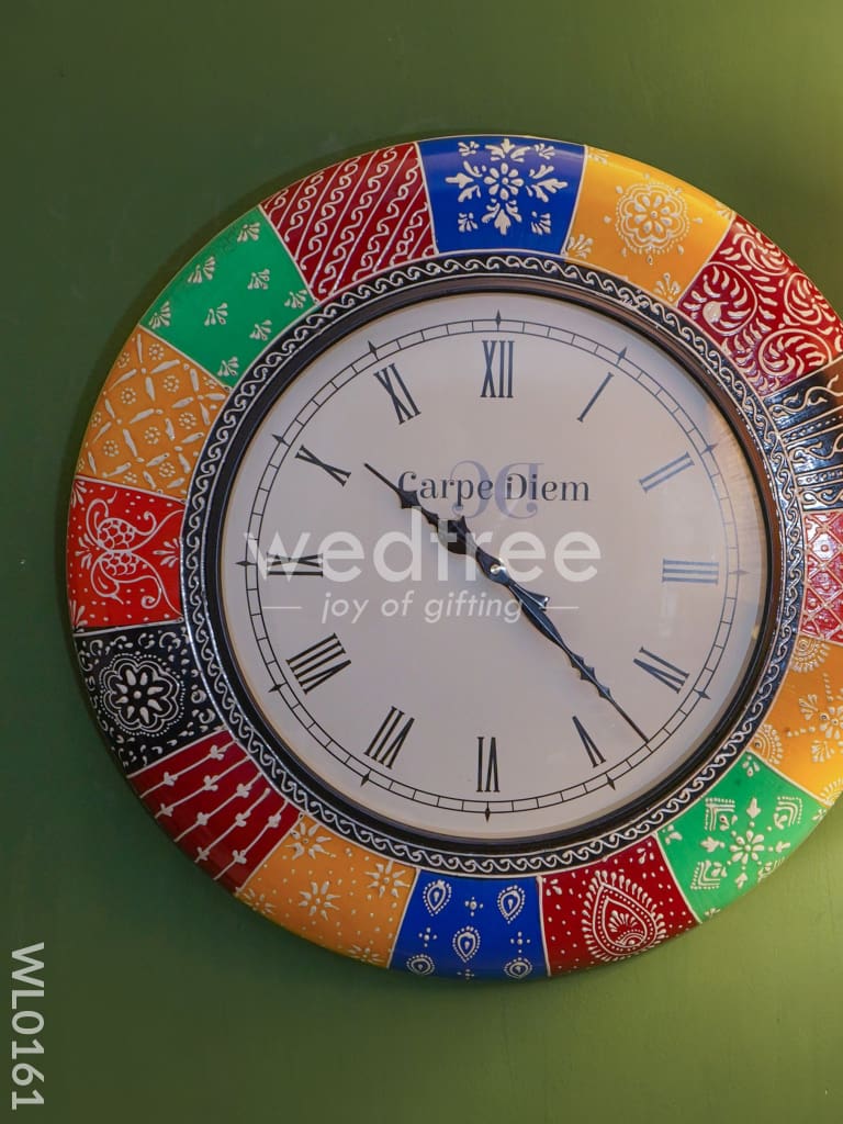 Wall clocks - Hand painted with multi colour floral design (18 inch)