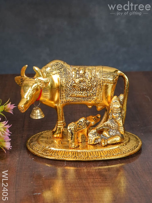 White Metal Cow and Calf - Krishna