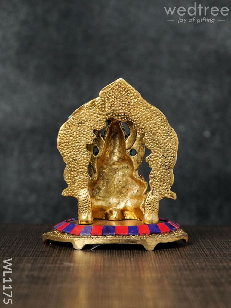 White Metal Frame Ganesha with Stone Work