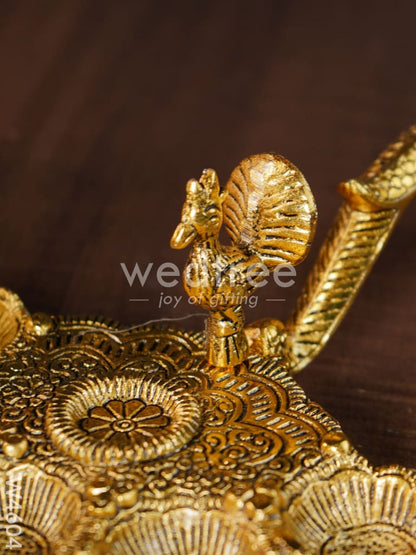 White metal gold finish Arati stand