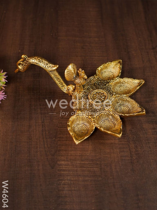 White metal gold finish Arati stand