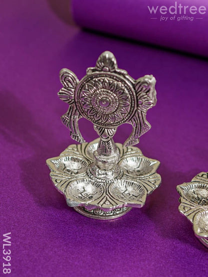 White Metal Shanku Chakra Diya