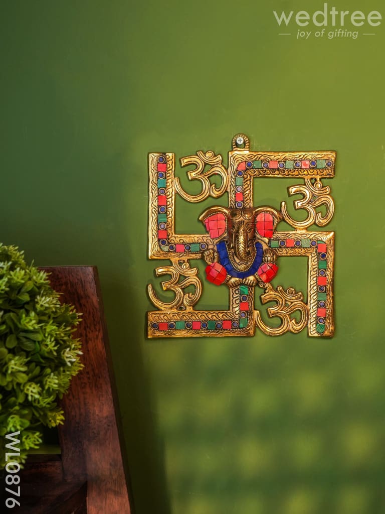 White Metal Swastik Ganesh with gold Finish