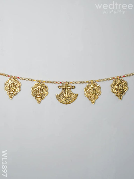 White Metal Thoran - Ganesh Motifs (Antique Gold Finish)