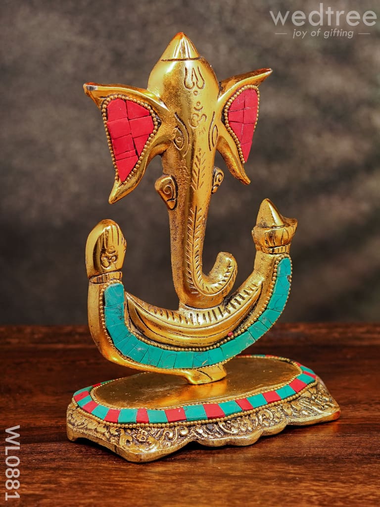 White Metal U shaped Ganesha with Gold finish