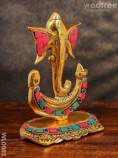 White Metal U shaped Ganesha with Gold finish