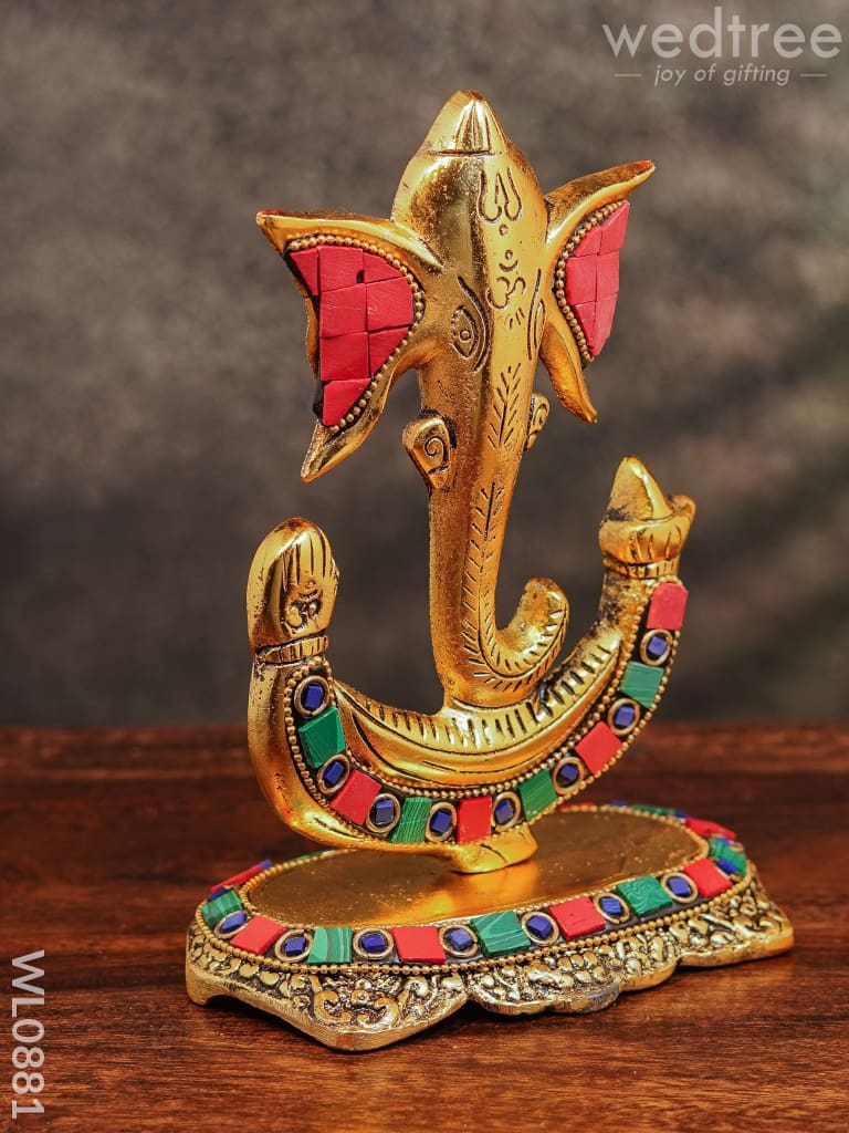 White Metal U shaped Ganesha with Gold finish