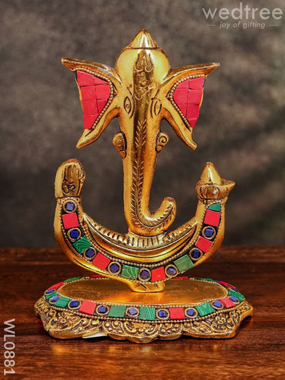 White Metal U shaped Ganesha with Gold finish