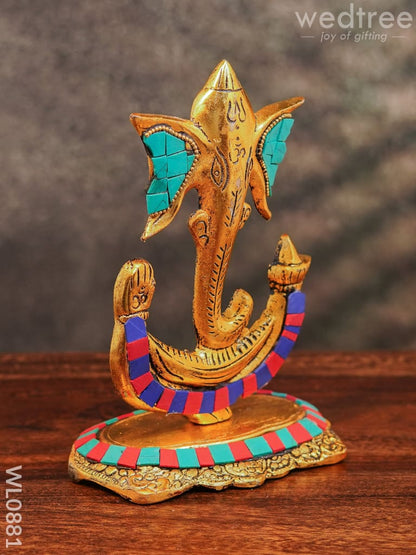 White Metal U shaped Ganesha with Gold finish