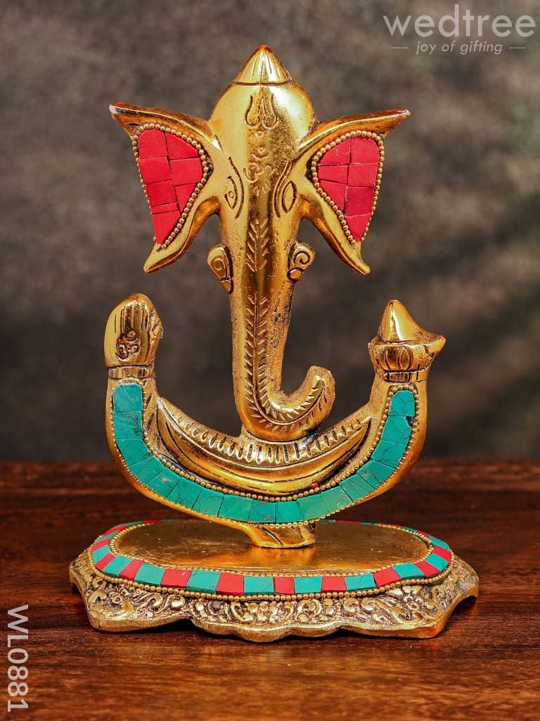 White Metal U shaped Ganesha with Gold finish