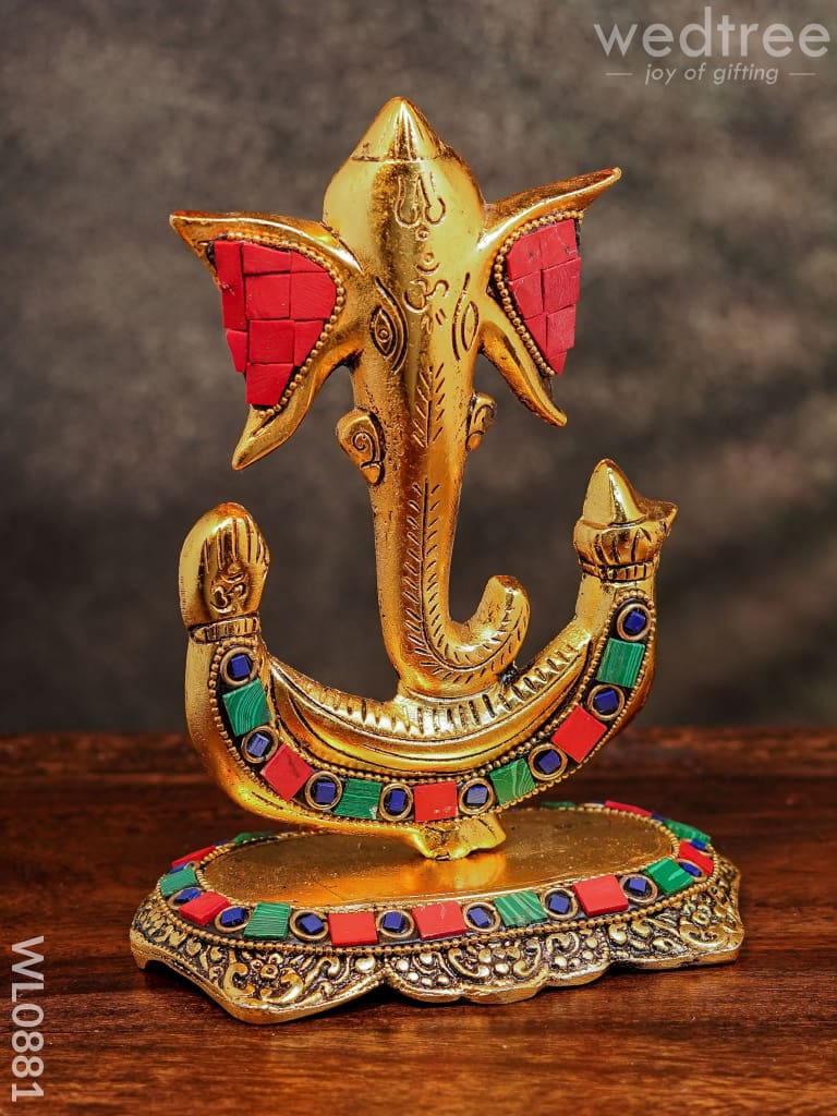 White Metal U shaped Ganesha with Gold finish