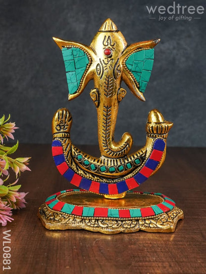 White Metal U shaped Ganesha with Gold finish