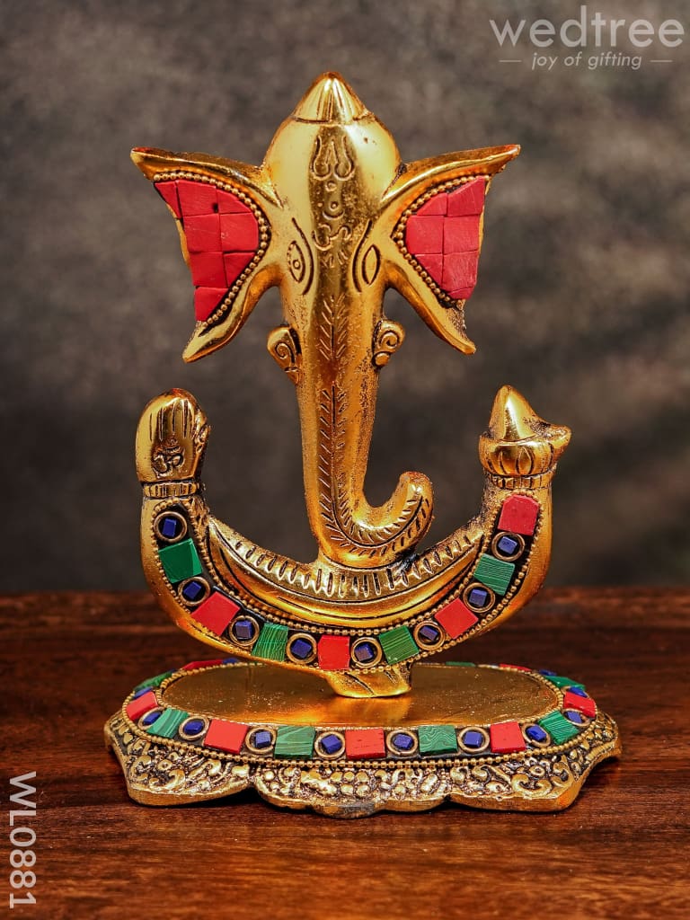 White Metal U shaped Ganesha with Gold finish