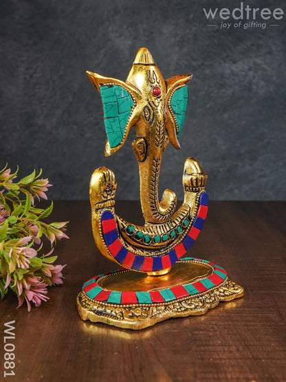 White Metal U shaped Ganesha with Gold finish