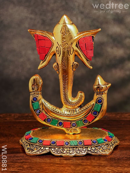 White Metal U shaped Ganesha with Gold finish