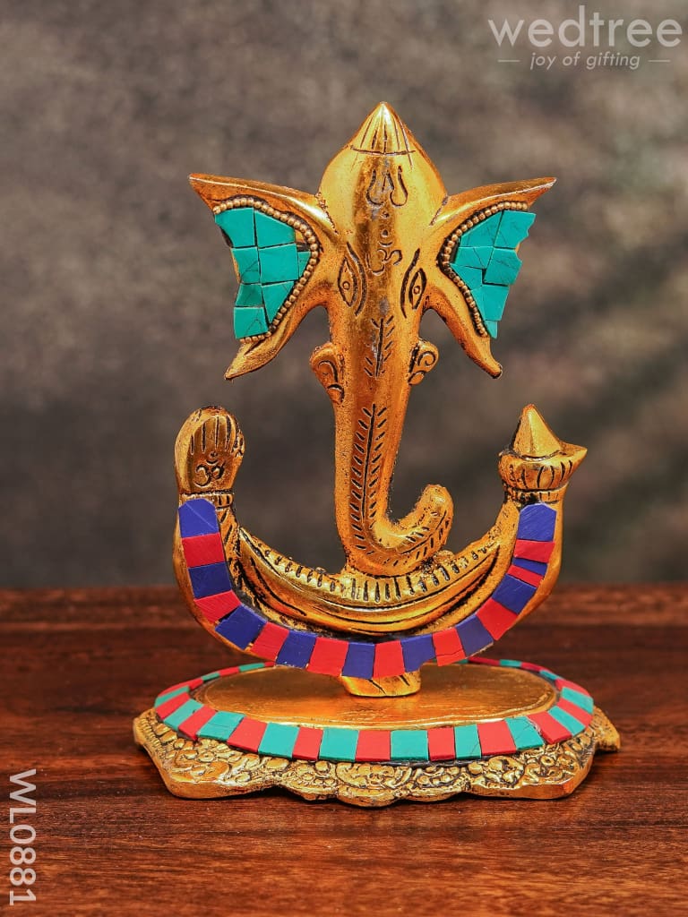 White Metal U shaped Ganesha with Gold finish