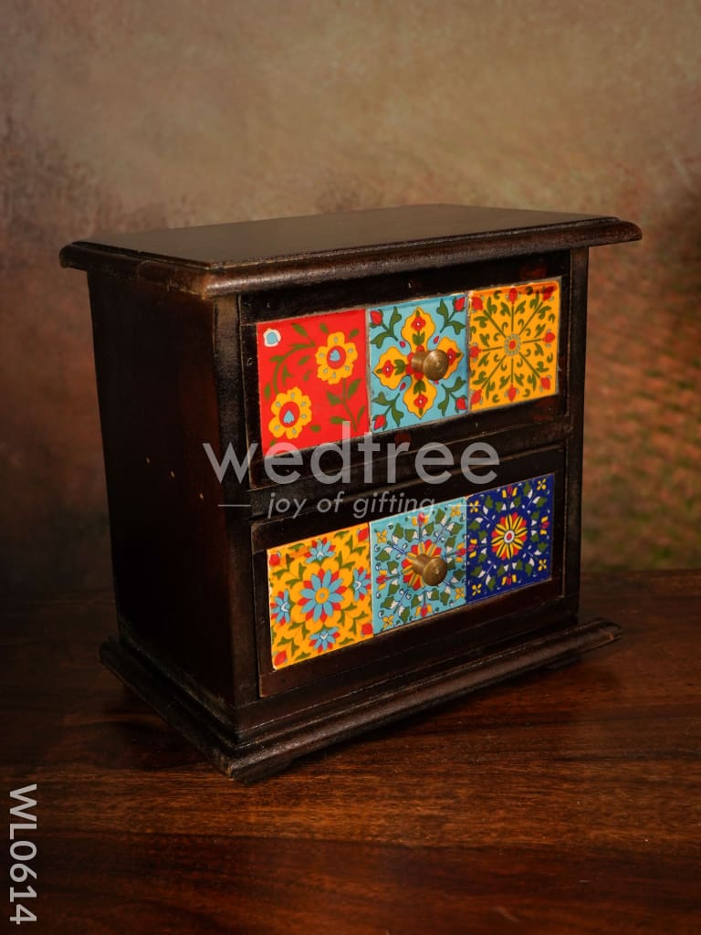 Wooden 2 layered tile drawer box