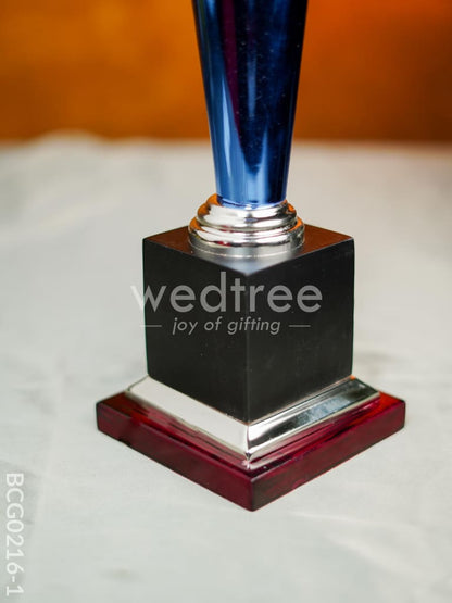 Wooden Blue Trophy with 3 Stars