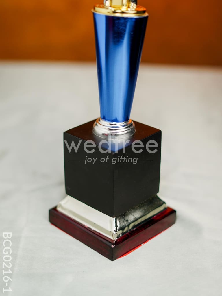 Wooden Blue Trophy with 3 Stars