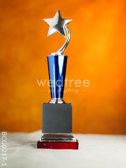 Wooden Blue Trophy with Star