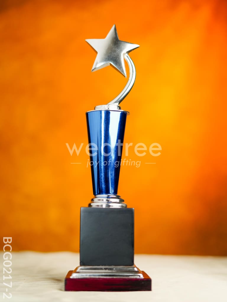 Wooden Blue Trophy with Star