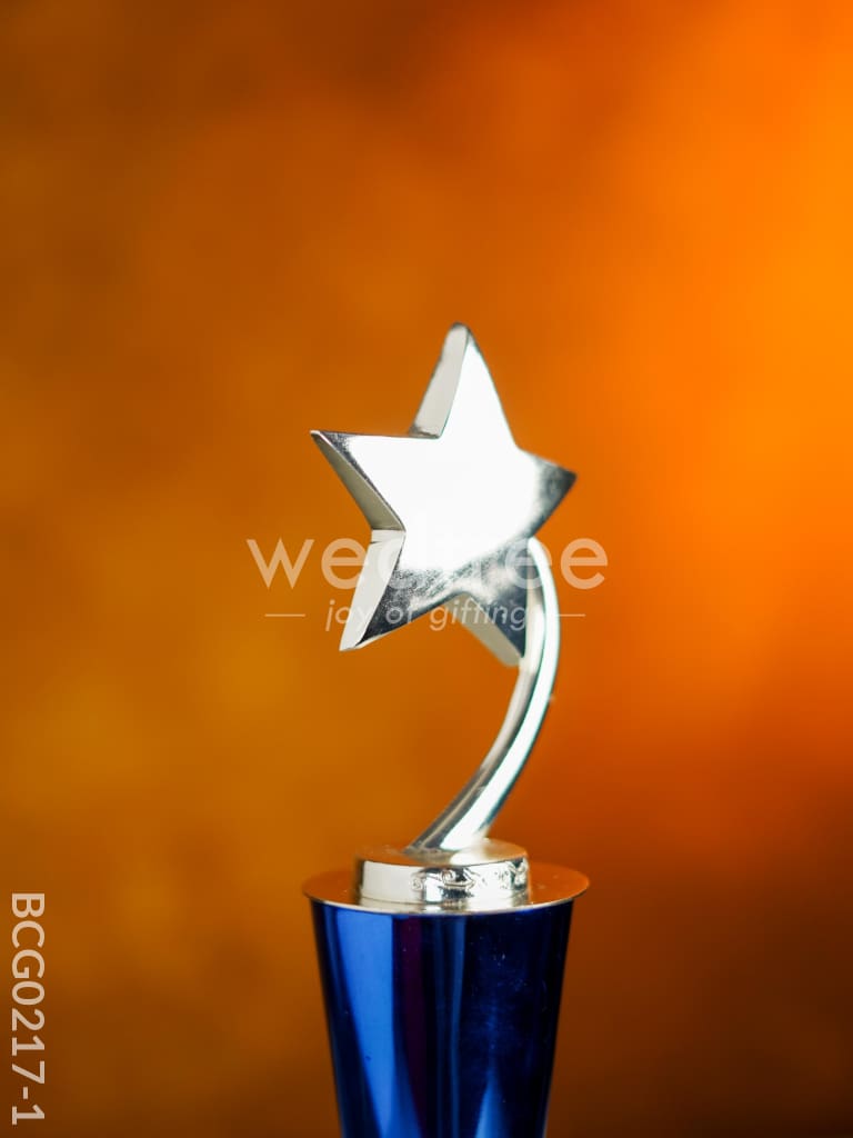 Wooden Blue Trophy with Star